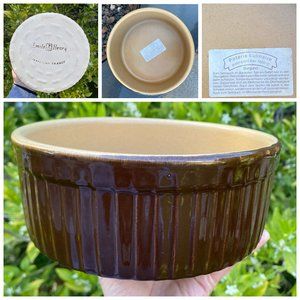 Vintage French Emile Henry La Bourguignonne 8" Ribbed Souffle Baking Dish Rustic